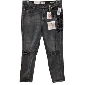 Jessica Simpson Mika Best Friend Jeans Grey Embroidered Crop Women’s Size 31 NWT